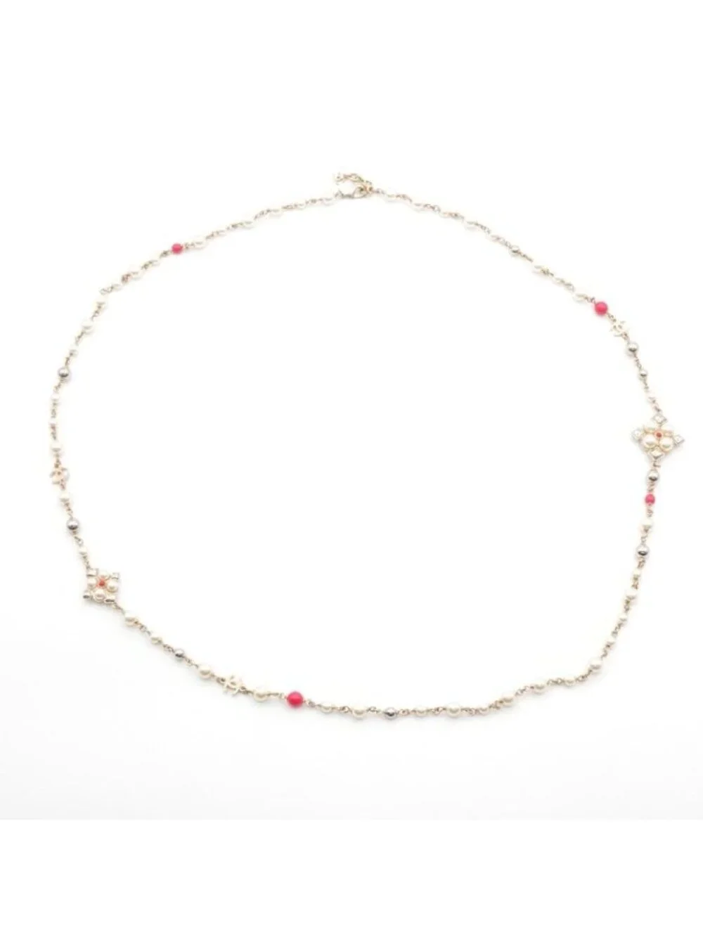 Chanel Choker Gold Silver Pink Coco Mark Long Necklace